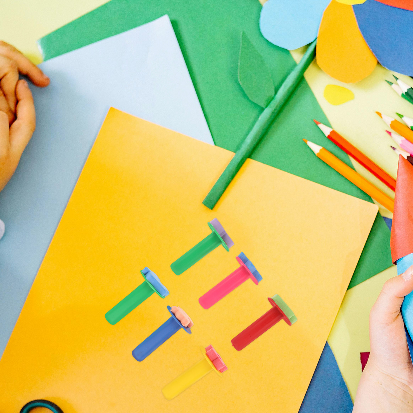 Kids Education Tools - 6-delige kindersponsstempelset Veilige Eva-verfborstels Vroege educatie