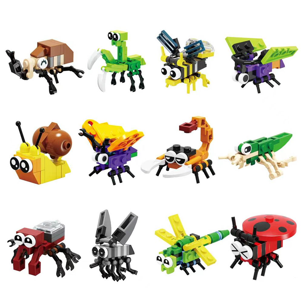 Kingdom Kids Education - 12 stks/set Insect Kingdom Bouwstenen Mini