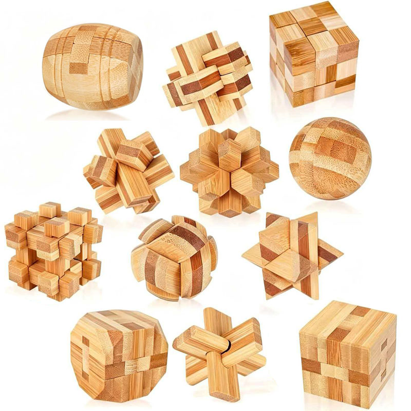 Kids Education Yes - NIEUWE 4,5CM Lu Ban Slotpuzzel Bamboe