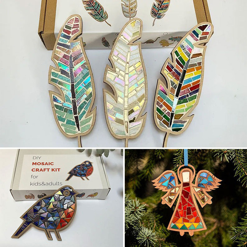 Kids Home Education - DIY Mozaïek Coaster Gekleurde Veren Kits