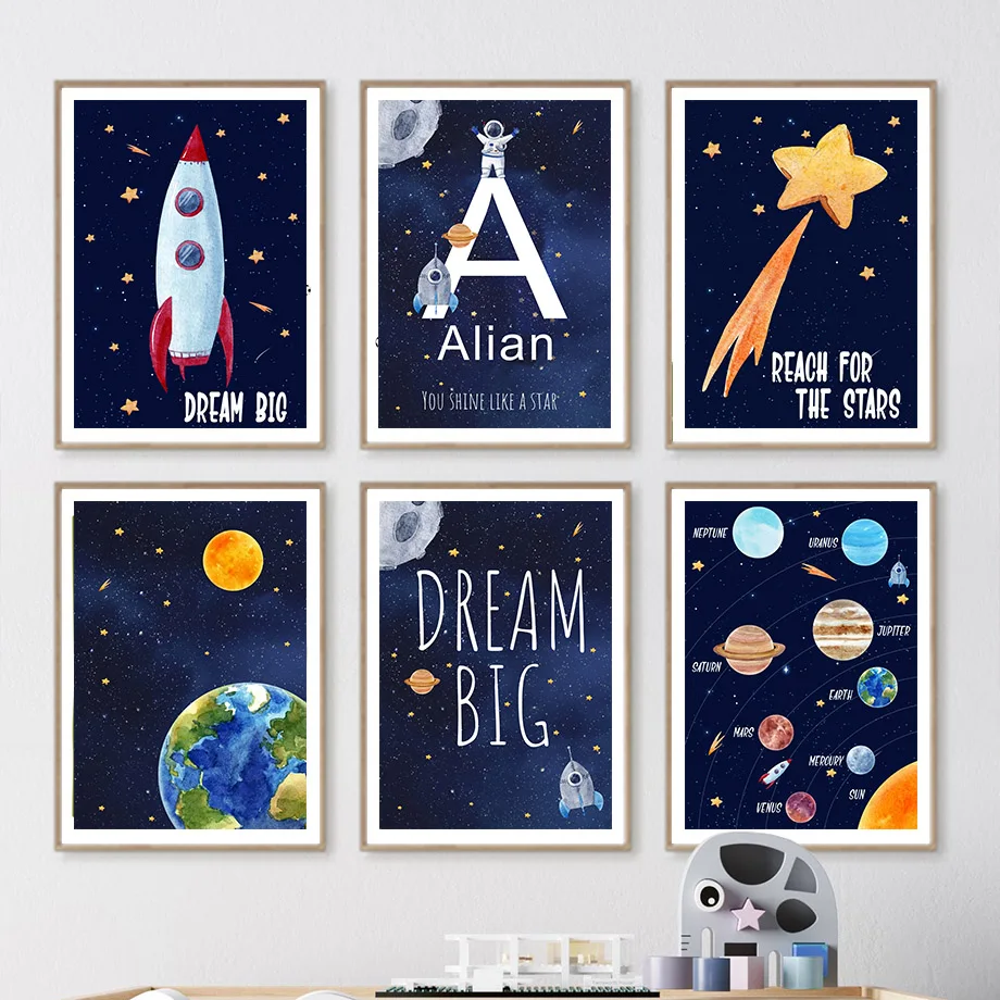Kids Education Yes - 1pc canvas schilderij aangepaste naam kinderkamer